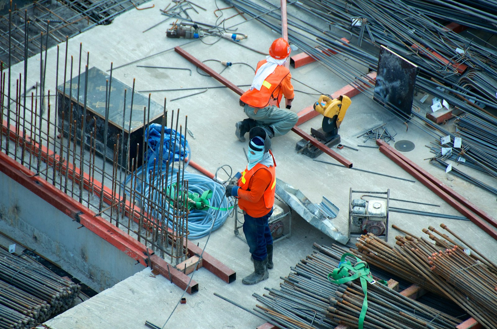 Construction team working on site